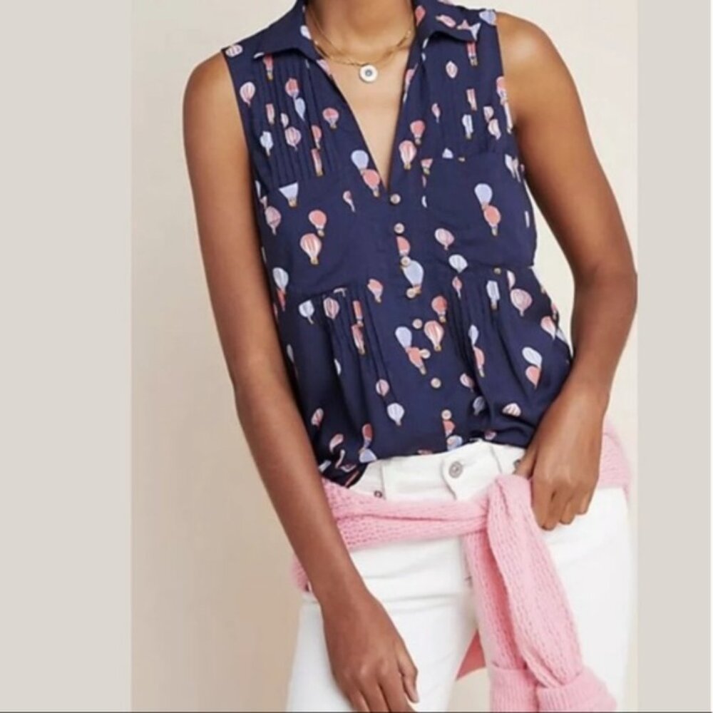 Maeve Hot Air Balloons Sleeveless Top, Medium